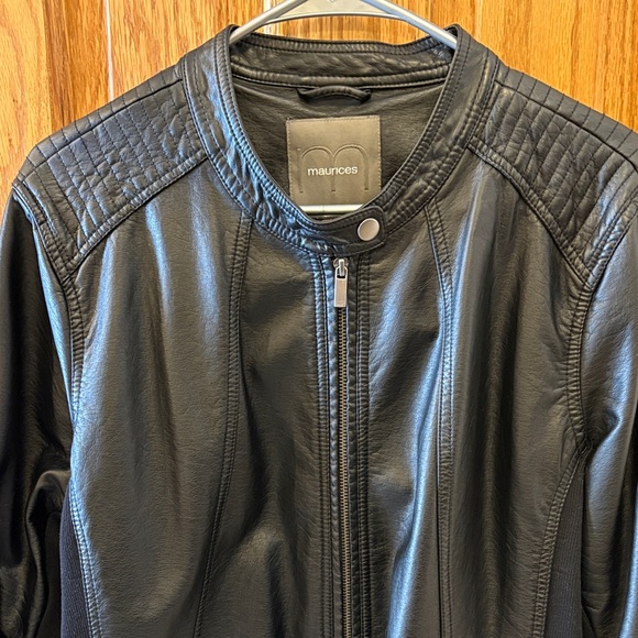 Maurices Jet Black Faux Leather Bomber Jacket - Picture 3 of 10